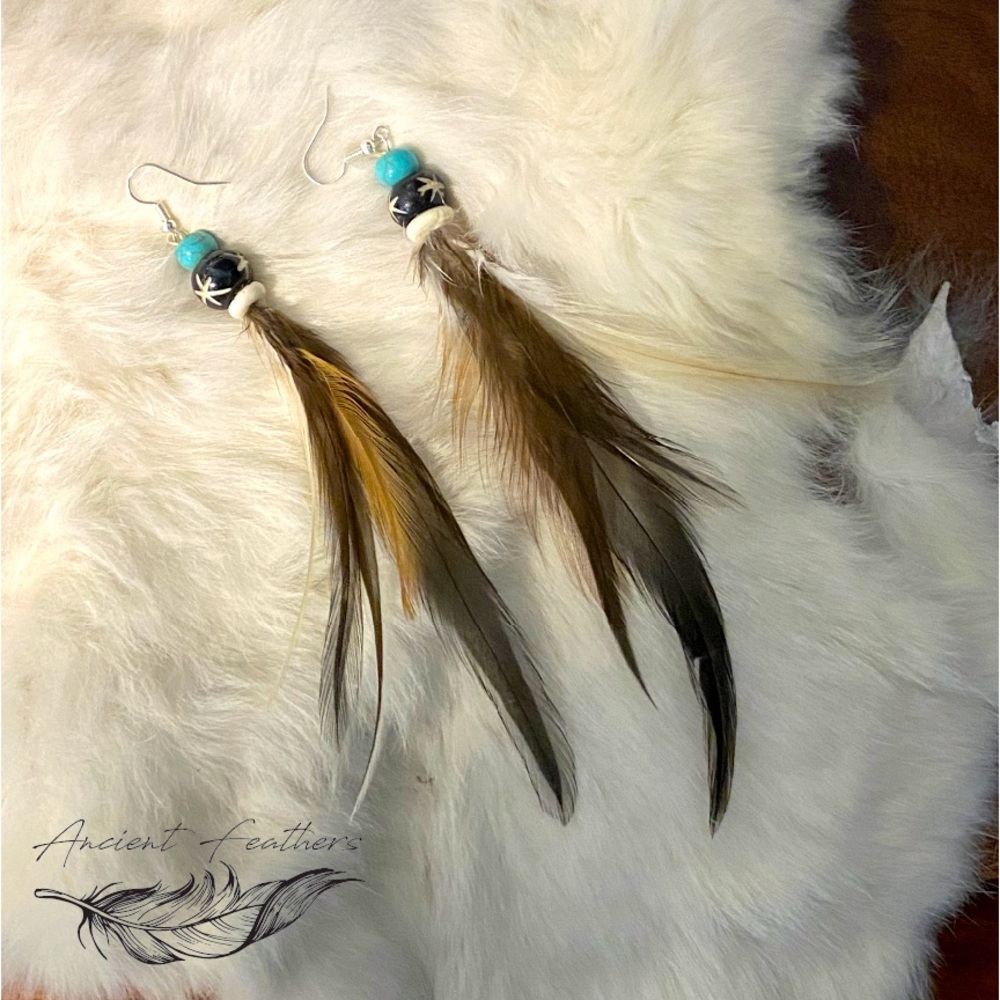 Feather & Turquoise Earrings